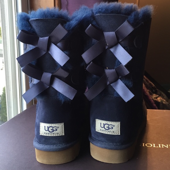UGG Shoes - Navy Blue Bailey Bow Uggs