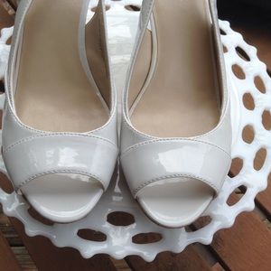 Nine West White Slingback Heels