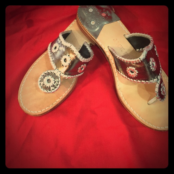 Jack Rogers Hampton sandals- bronze and silver.