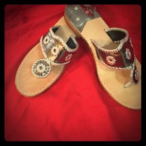 Jack Rogers Hampton sandals- bronze and silver.