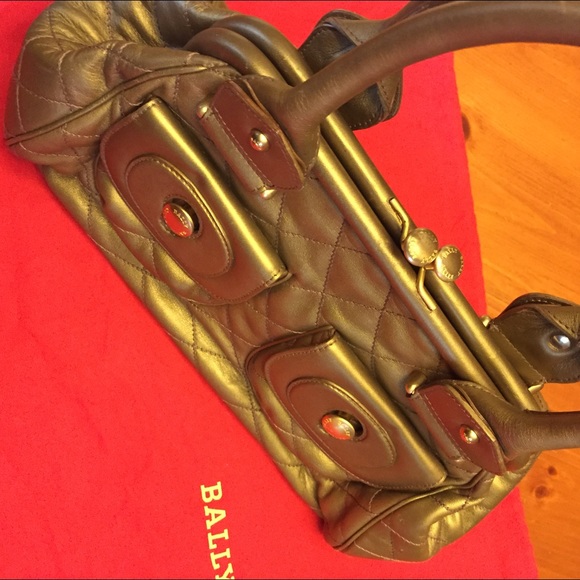 Limited Edition Bally Quilted Handbag Brushed Gold - Picture 2 of 4
