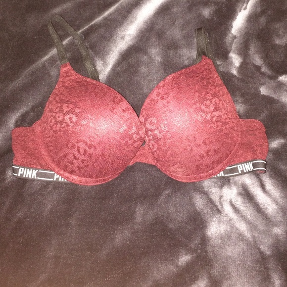 Pink leopard maroon bra