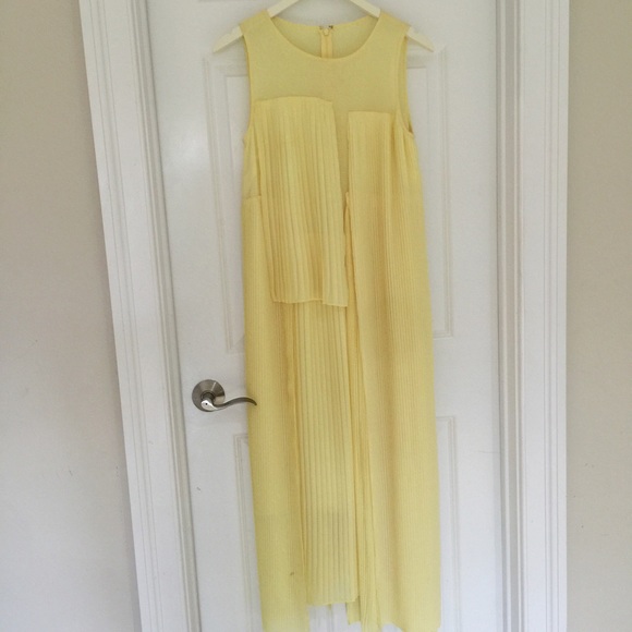 Yellow pleated ASOS dress
