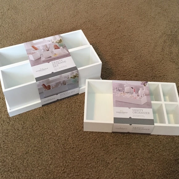 2 white vanity storage/organizers