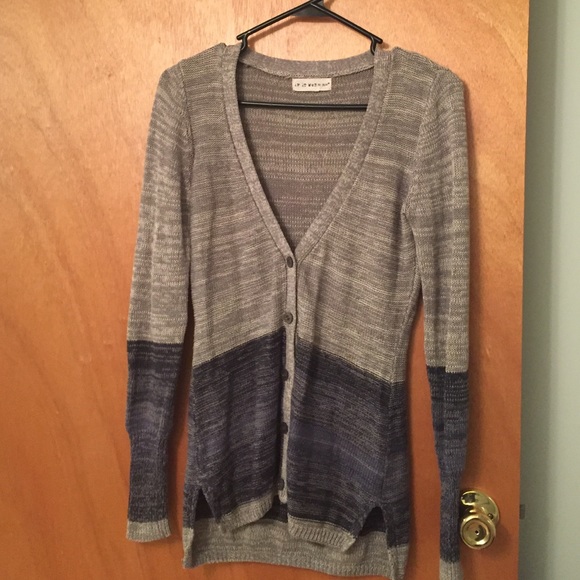 Gray and Blue button up sweater