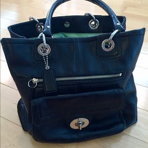 black leather coach bag