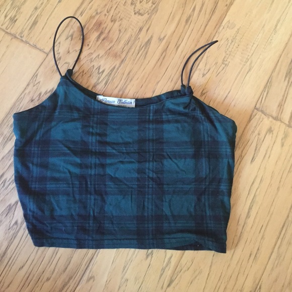 LF stores plaid green cropped tank top