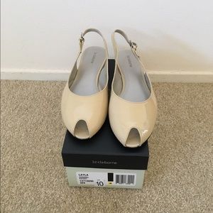 Liz Claiborne Patent Leather Peep Toe, sling back.