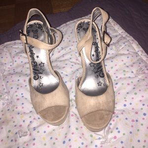 Brash nude suede heels