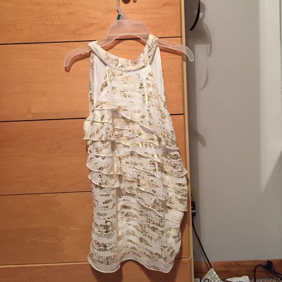 White and gold silky blouse. Worn once.