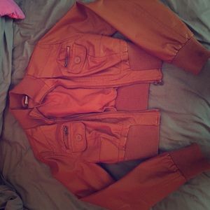 Brown leather jacket