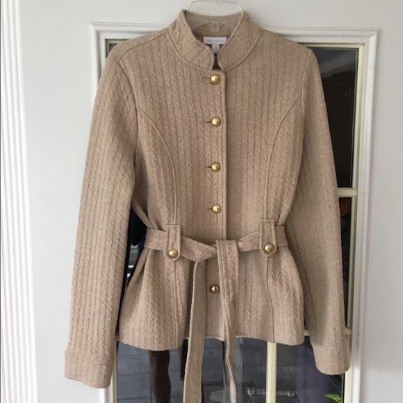 Snuggly cable knit belted jacket