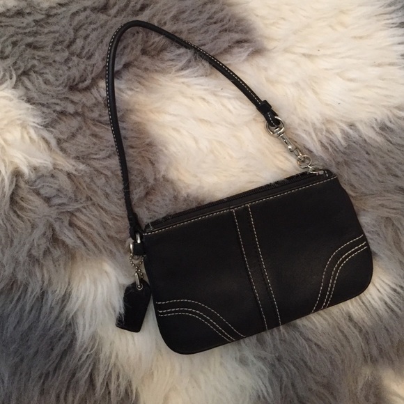 Black leather Coach wristlet