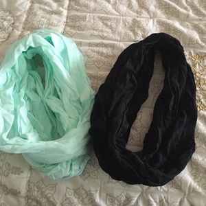 Black and mint infinity scarf bundle