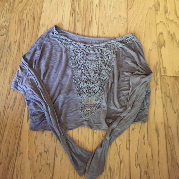 LF soft high low crop top with crochet back