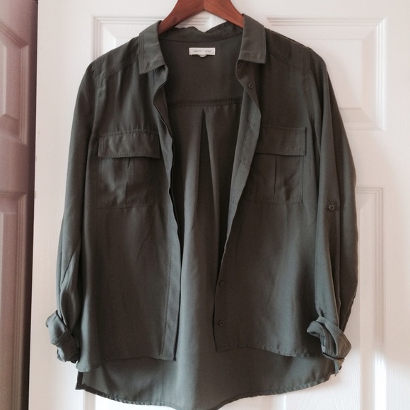 Olive green button down blouse