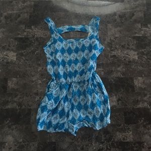 Charlotte Russe blue diamond print romper