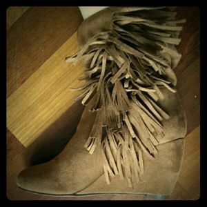 Wedge Ankle Boots with Fringe