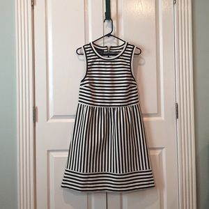 Black and white strip sleeveless dress