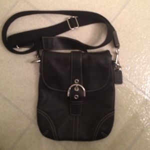 Authentic Coach Cross Body Leather Black Bag