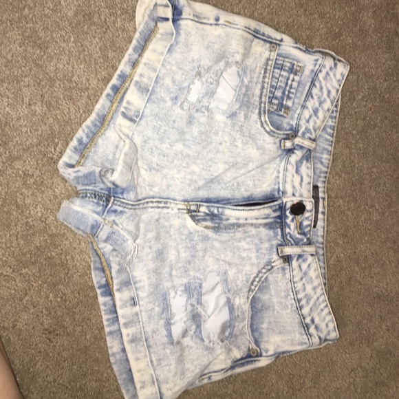 acid wash blue jean shorts