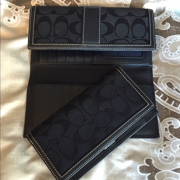 Black Coach wallet with check book cover