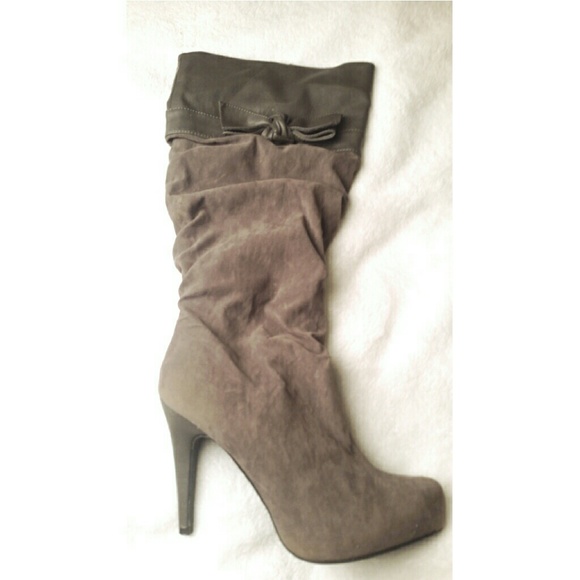 Grey heeled boots
