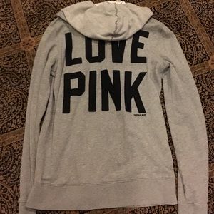 Pink Grey Zip Up Hoodie
