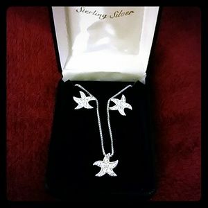 Sterling silver necklace and earring set