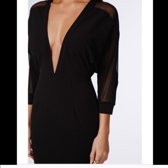 Black low cut midi dress