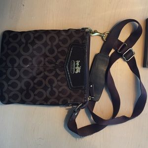 Brown Coach over the shoulder purse