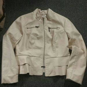 Soft Pink leather peplum jacket