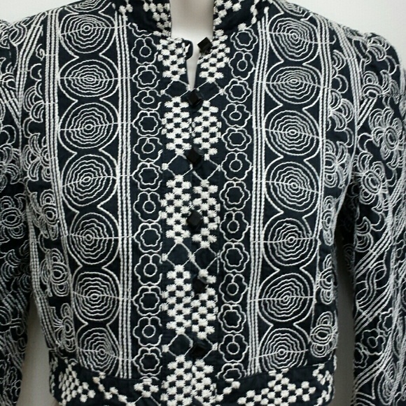 (Sold) Nanette lepore embroidered blazer crop top - Picture 2 of 4