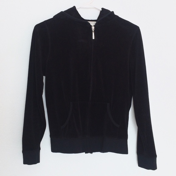 Black velour zip up track jacket