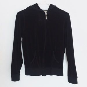 Black velour zip up track jacket