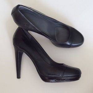 Black Leather Calvin Klein Blythe Heels