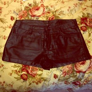 Black leather shorts