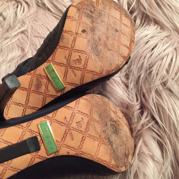 L.A.M.B. Open-Toe Cut-Out Slashed Leather Booties - Picture 4 of 4