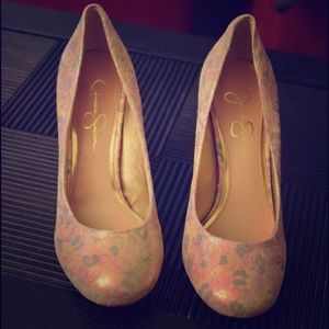 Multicolor shimmery Jessica Simpson heels
