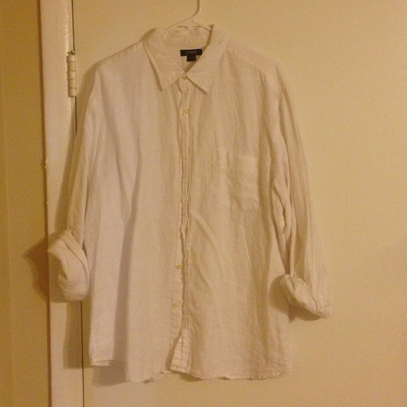 XL White Linen button down J Crew