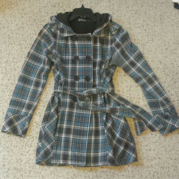 Plaid pea coat