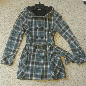 Plaid pea coat