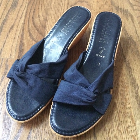 Navy and Cork Short Heels