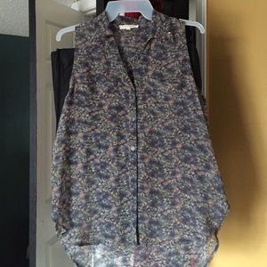 LUSH sheer floral short sleeve top