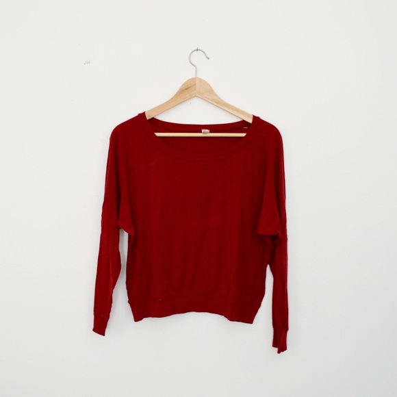 American Apparel Red Raglan Pullover T - Picture 1 of 3