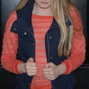 BUNDLE!!! Orange sweater with navy puffy vest