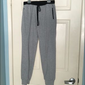 gray and black sweatpants