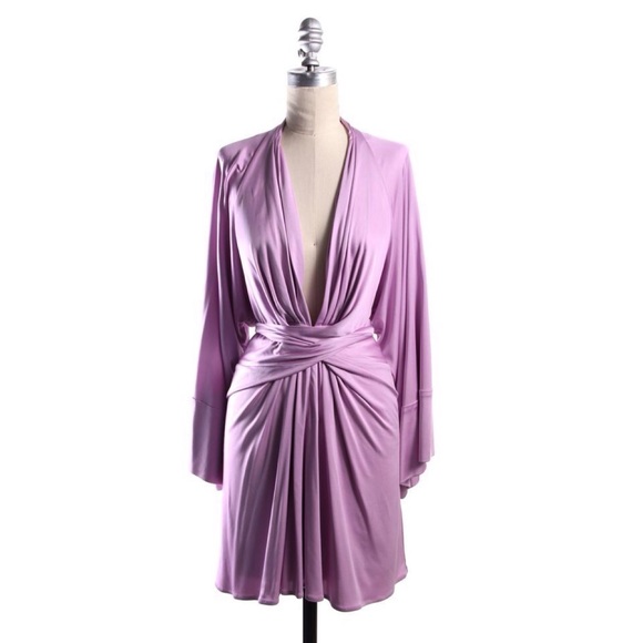 ISSA London Lilac Short Silk Kimono Wrap Dress 6 - Picture 2 of 5