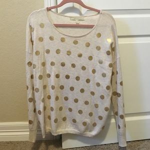 Lauren Conrad sweater with gold polka dots
