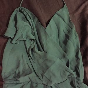 Haute Hippie dark green ruffle dress